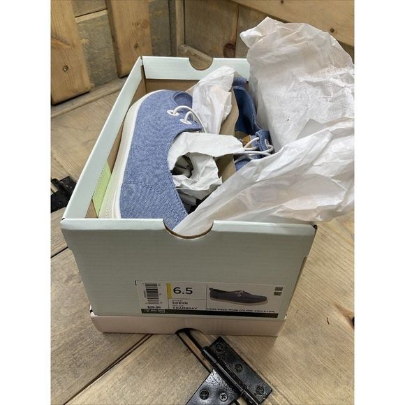 So Edenn Women's Moc Toe Slip-On Sneakers Blue White US 6.5 Chambray - Picture 2 of 10